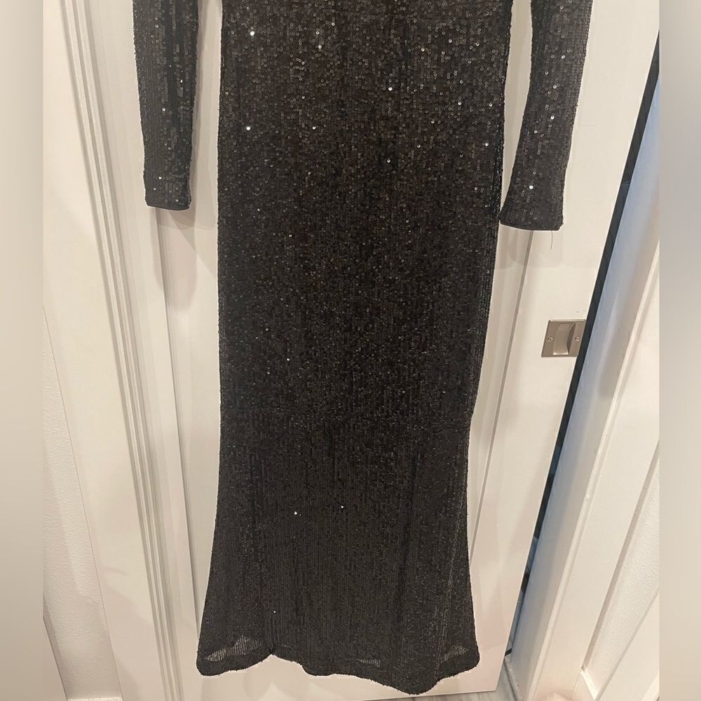 NEW Michael Costello x Revolve Houston Sequins Mesh Maxi Dress in Black.Size M - Picture 8 of 15